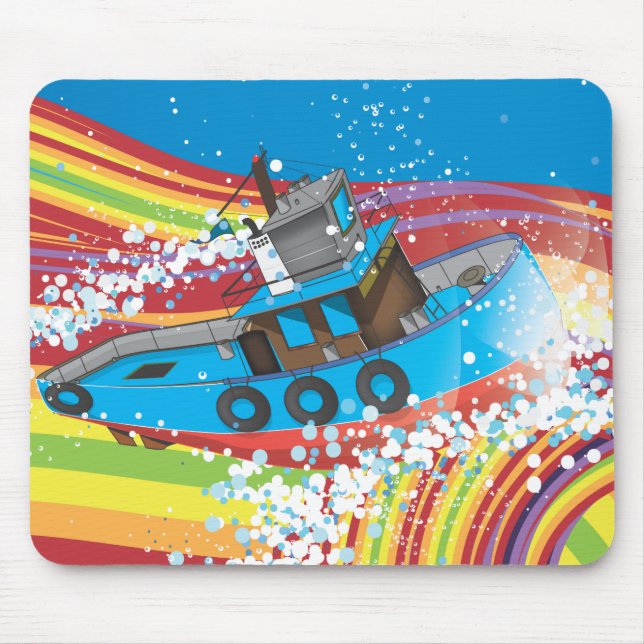 Stormy Fishing Boat Mouse Mat (Front)