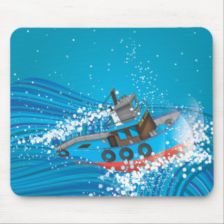 Stormy Fishing Boat Mouse Mat