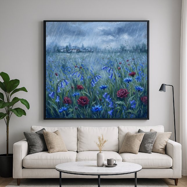 Stormy Flower Field - Pastel Painting Style Art Poster (Creator Uploaded)