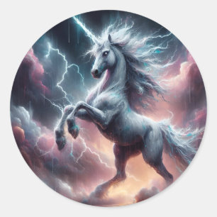 Stormy Fury Legendary Unicorn Classic Round Sticker
