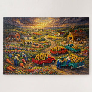 Stormy Harvest: A Moody Fine Art Folk Landscape Jigsaw Puzzle