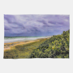 Stormy Jupiter Beach Tea Towel