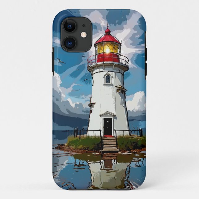 Stormy Lighthouse -  Navigational Tower Case-Mate iPhone Case (Back)