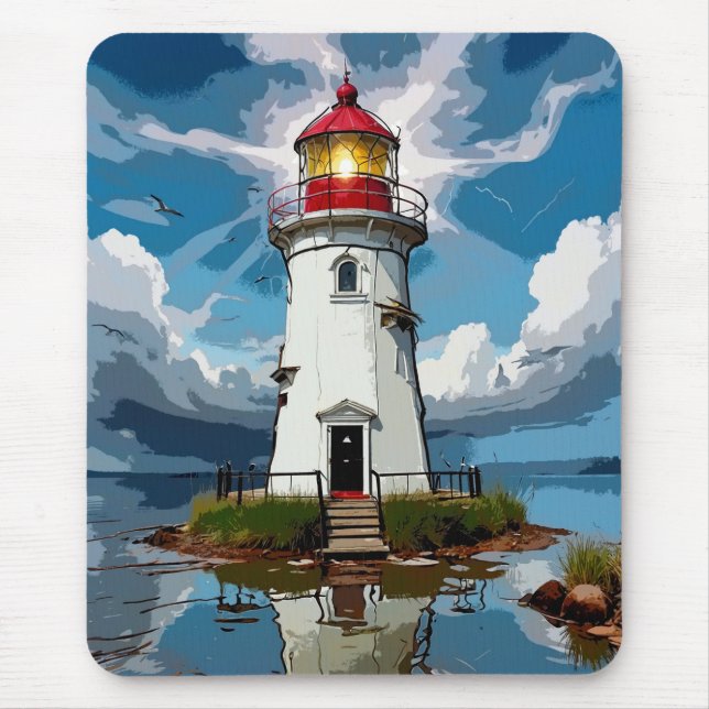 Stormy Lighthouse -  Navigational Tower Mouse Mat (Front)