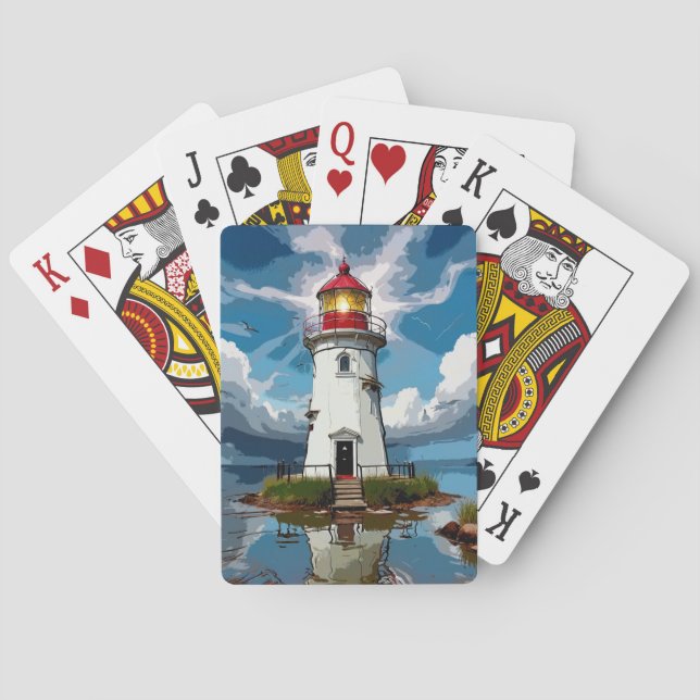 Stormy Lighthouse -  Navigational Tower Playing Cards (Back)
