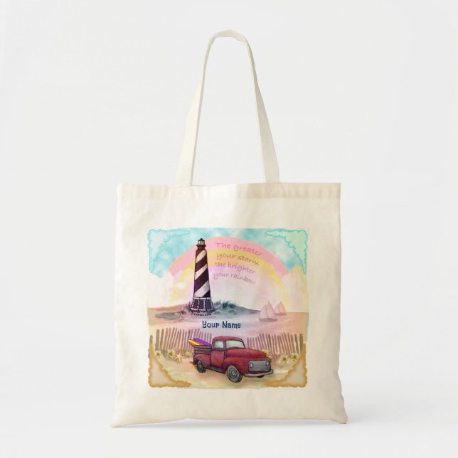 Stormy Lighthouse Truck  Tote Bag (Front)