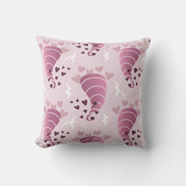 Stormy Love Pink Tornado Throw Pillow (Front)