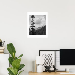 Stormy Mountain Black and White Poster