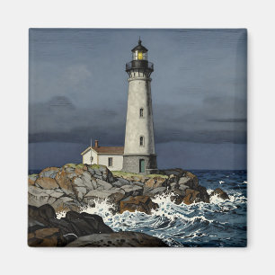 Stormy Night Coastal Lighthouse Magnet