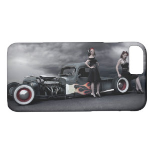 Stormy Night Rat Rod Pickup Truck Pin Up Girls iPhone 8/7 Case