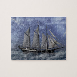 Stormy Ocean - Pirate Ship Artwork Jigsaw Puzzle