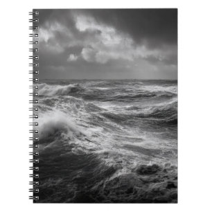 Stormy Ocean Waves Black Notebook