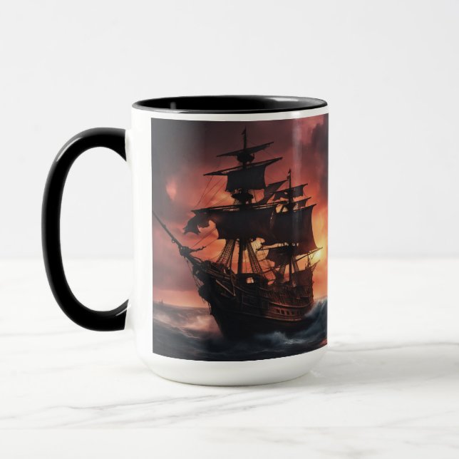 Stormy Pirate Ship - 3 - Mug (Left)