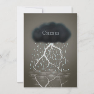 Stormy Rain Cloud & Lightning Sepia Personalised Card