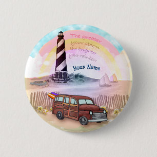 Stormy Rainbow Lighthouse 6 Cm Round Badge