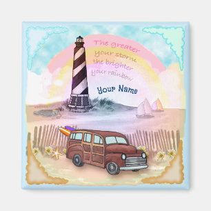 Stormy Rainbow Lighthouse  Magnet
