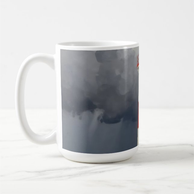 Stormy Red Lighthouse Coastal  Coffee Mug (Left)