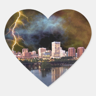 Stormy Richmond Skyline Heart Sticker