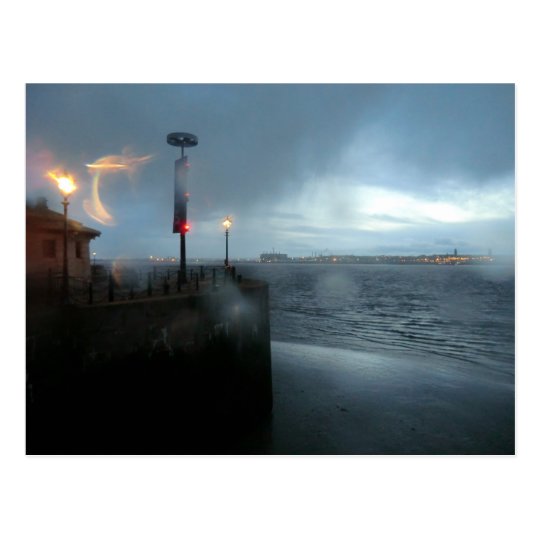Stormy River Mersey Postcard