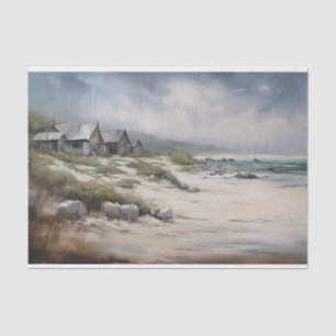 Stormy Rustic Coastal Landscape Painting Decoupage Tissue Paper