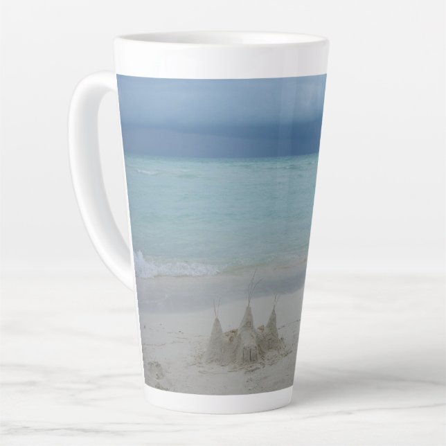 Stormy Sandcastle Beach Landscape Photo Latte Mug (Left Angle)