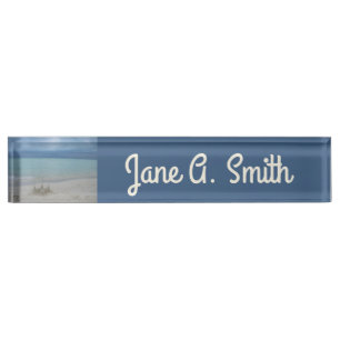 Stormy Sandcastle Beach Landscape Photo Nameplate