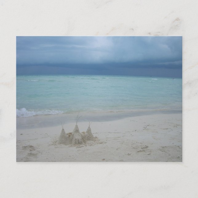 Stormy Sandcastle Beach Landscape Photo Postcard (Front)