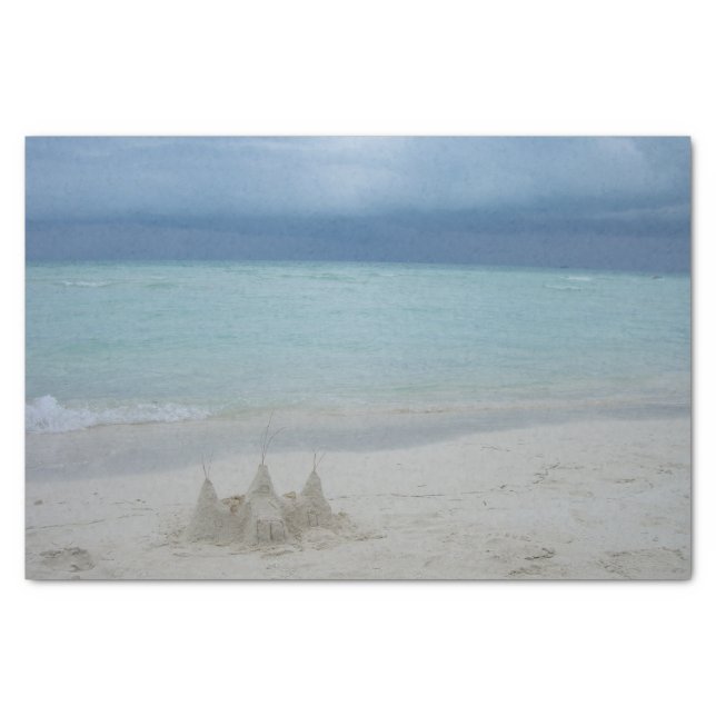 Stormy Sandcastle Beach Landscape Photo Tissue Paper (Front)