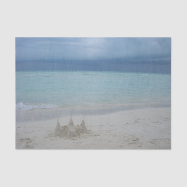 Stormy Sandcastle Beach Landscape Photo Tissue Paper (Front)