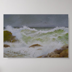 Stormy Sea and Rocks. Poster