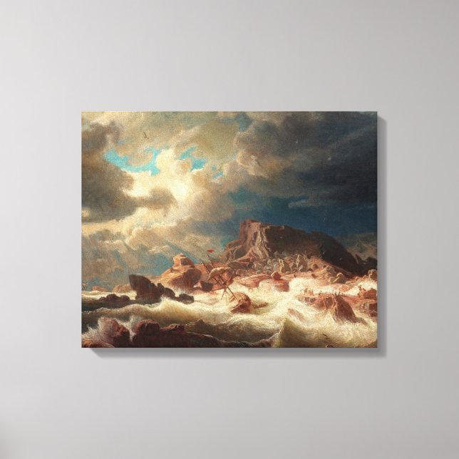 Stormy Sea with a Shipwreck (by Marcus Larson) Canvas Print (Front)