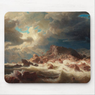 Stormy Sea with a Shipwreck (by Marcus Larson) Mouse Mat