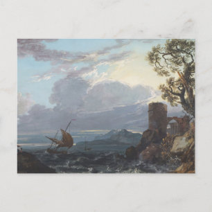 Stormy Sea with Castle Ruin and Figures (c.1725-18 Postcard