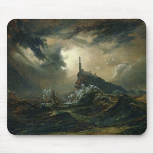 Stormy sea with Lighthouse Mouse Mat