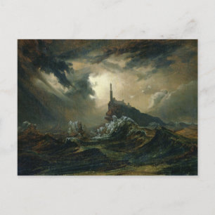 Stormy sea with Lighthouse Postcard
