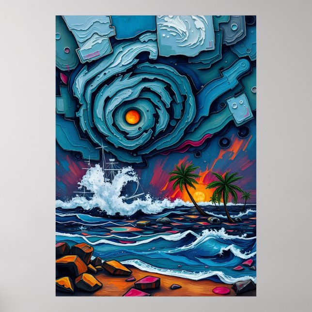 Stormy Seas & Celestial Swirls Poster (Front)
