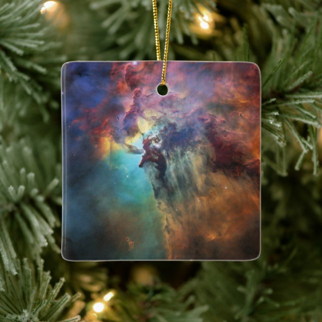 Stormy Seas of Lagoon Nebula in Sagittarius Ceramic Ornament (Tree)