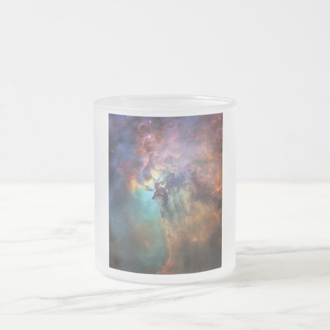 Stormy Seas of Lagoon Nebula in Sagittarius Frosted Glass Coffee Mug (Center)