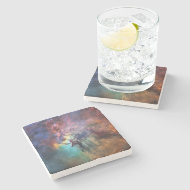 Stormy Seas of Lagoon Nebula in Sagittarius Stone Coaster (Side)
