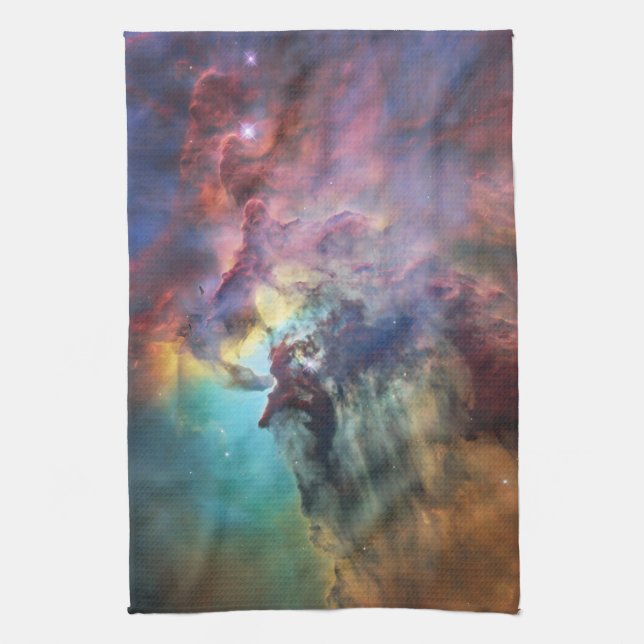 Stormy Seas of Lagoon Nebula in Sagittarius Tea Towel (Vertical)