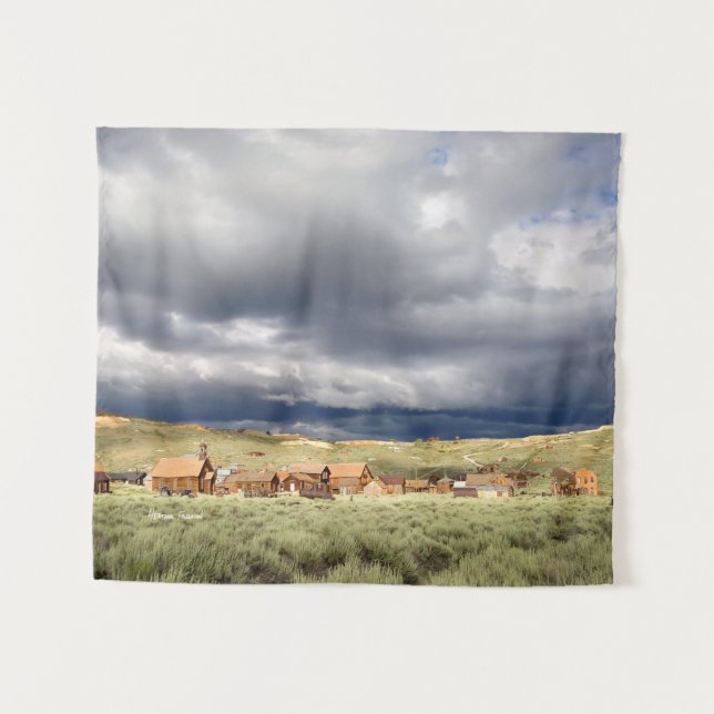 Stormy Skies Bodie Ghost Town Overview Tapestry (Front (Horizontal))