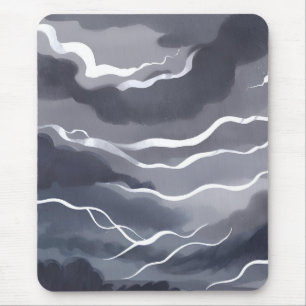 Stormy Skies Dark Grey Sky Watercolor Abstract Mouse Mat