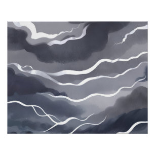 Stormy Skies Dark Watercolor Card Poster