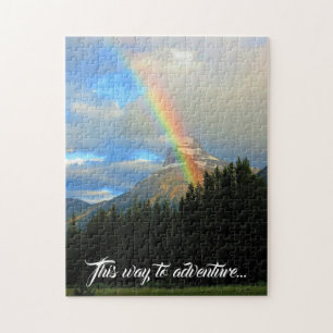 Stormy Skies & Rainbow Over Snowy Mountain Canada Jigsaw Puzzle