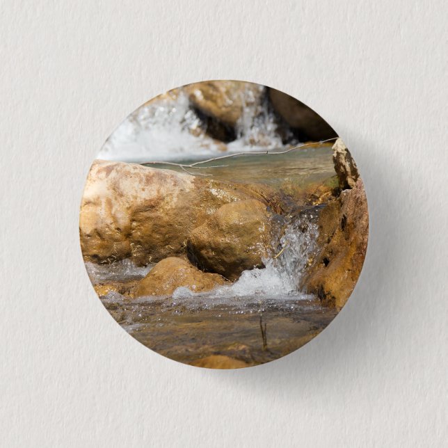 Stormy stream in spring 3 cm round badge (Front)