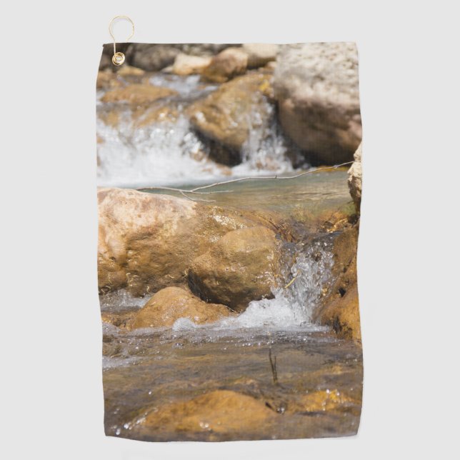 Stormy stream in spring golf towel (Front)