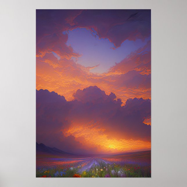 Stormy Sunset Horizon Poster (Front)