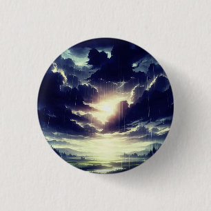Stormy Sunset Rain Over Serene Valley 3 Cm Round Badge