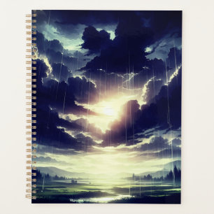 Stormy Sunset Rain Over Serene Valley Planner