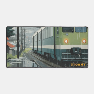 Stormy Tracks: Urban Rainline Desk Mat